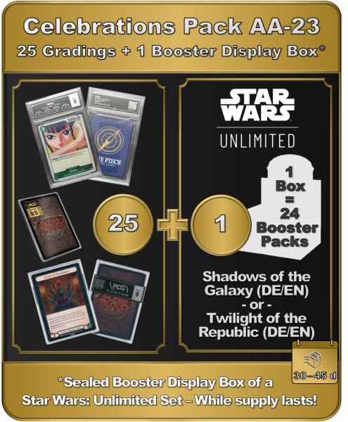 Celebrations Pack AA-23: 25 Gradings + 1 Star Wars: Unlimited Booster Display Box