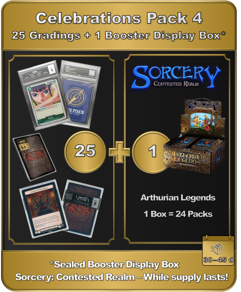 Celebrations Pack 4: 25 Gradings + 1 Arthurian Legends Booster Display Box